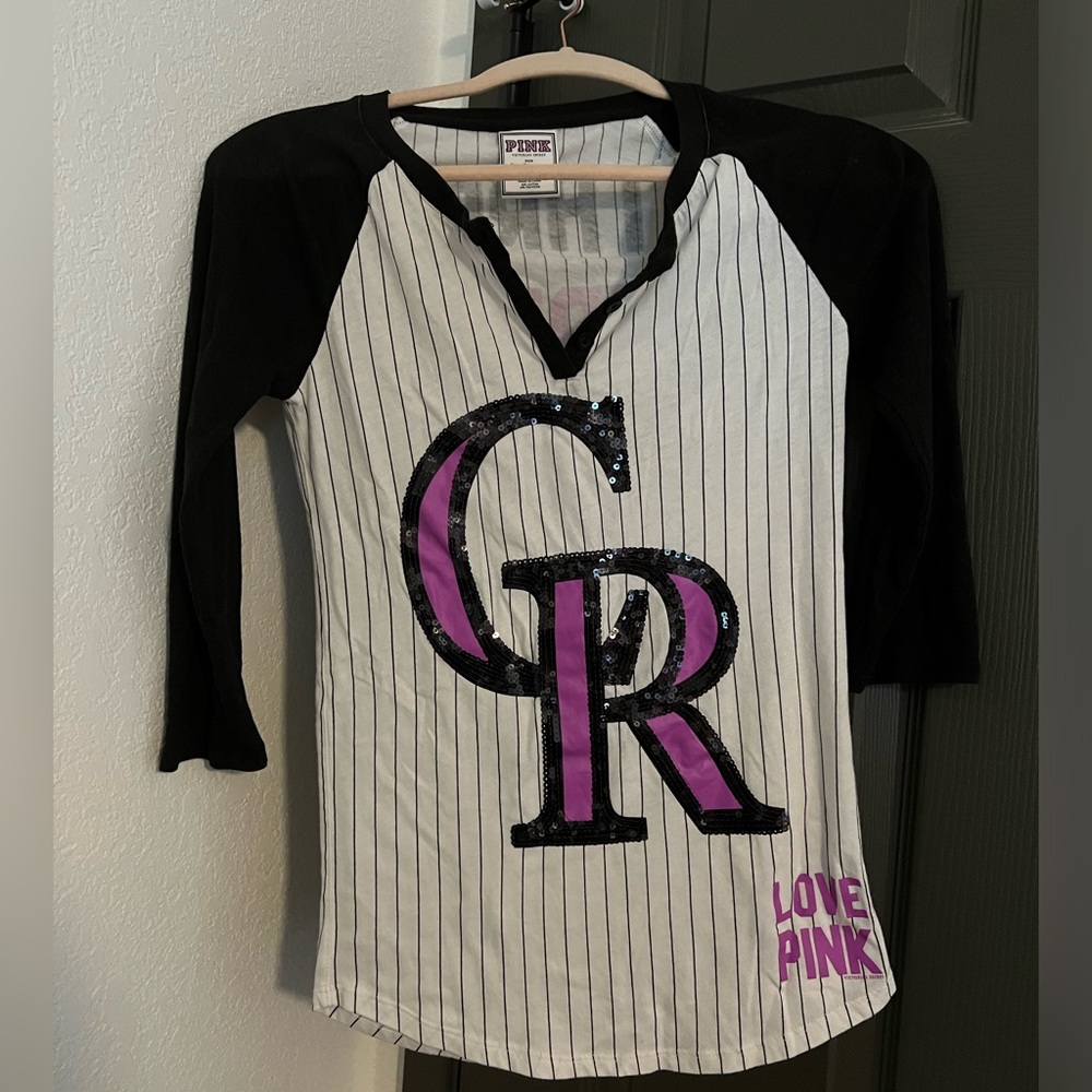 Colorado Rockies sequin baseball tee